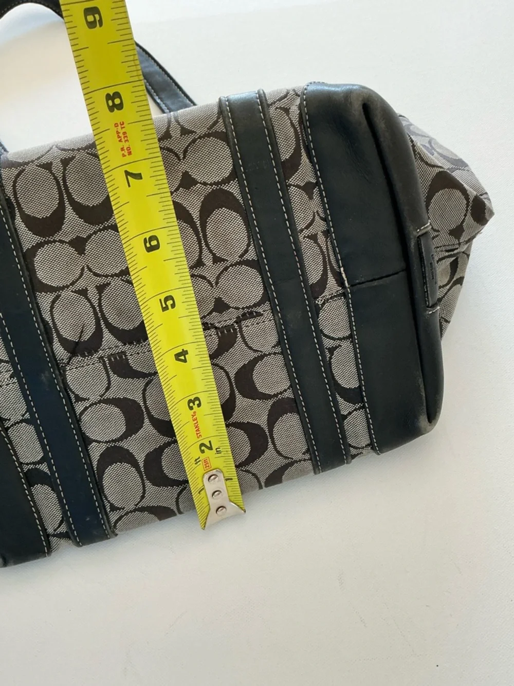 Coach Signature Canvas Tote Bag Brown Black Leather Trim Style 6042 - Picture 15 of 15